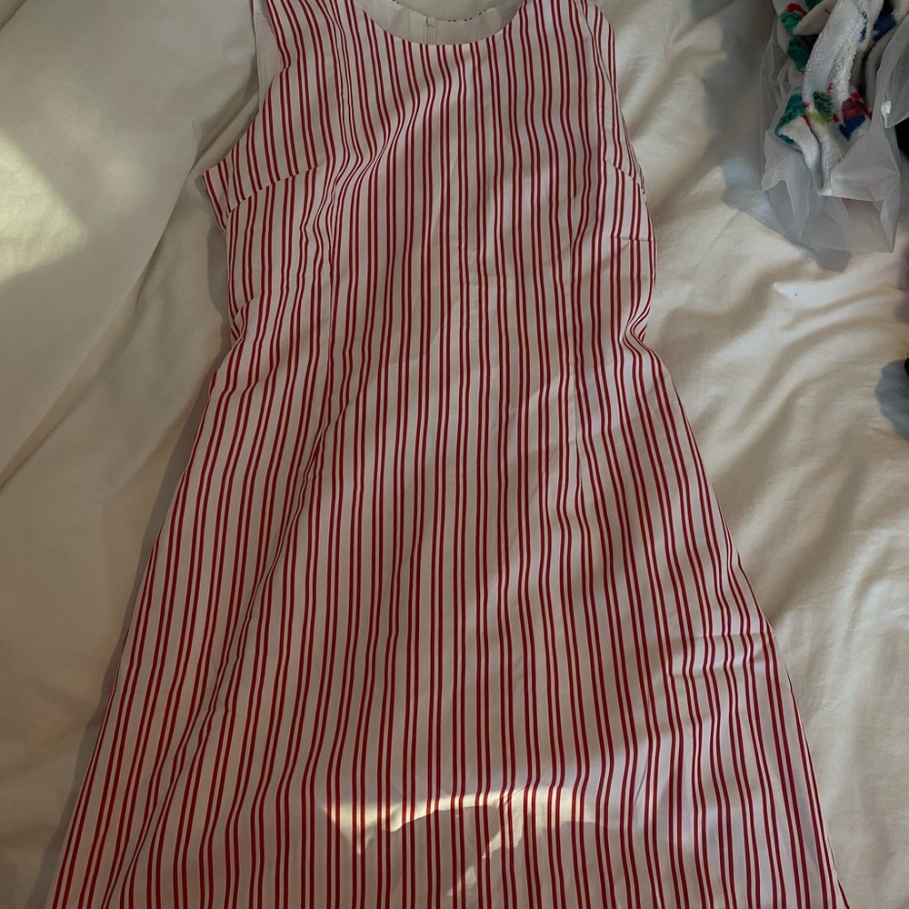 Striped Red and White Sleeveless Mini Dress